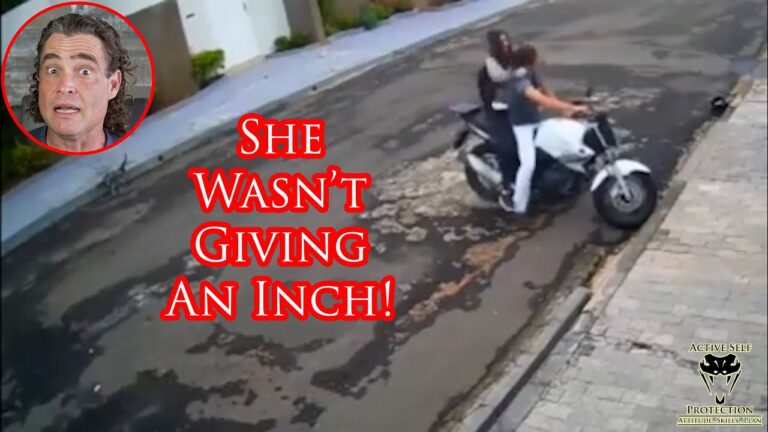 Female Defender Eats Moto Jacker's Lunch