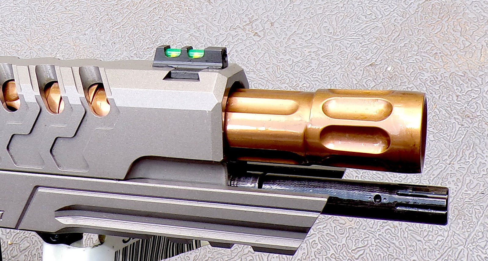 Gold fluted barrel on Kimber 2K11 9mm 2011 pistol