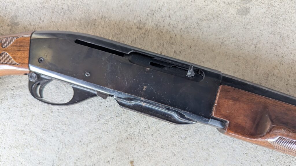 Close-up of Remington 7400 receiver and magazine